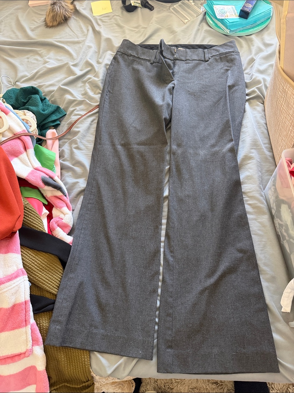 Ann Taylor Gray A-Line Wide-Leg Skirt-Pants